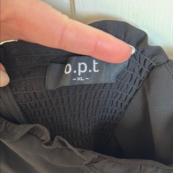 o.p.t. // Toile de Jouy Ruffle Hem Elegant Black Dress - Picture 6 of 10